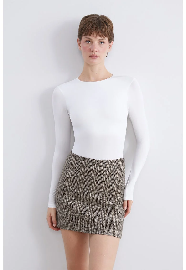 Body slim fit cu decolteu la baza gatului Vision, Alb optic