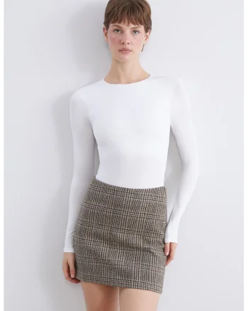Body slim fit cu decolteu la baza gatului Vision, Alb optic