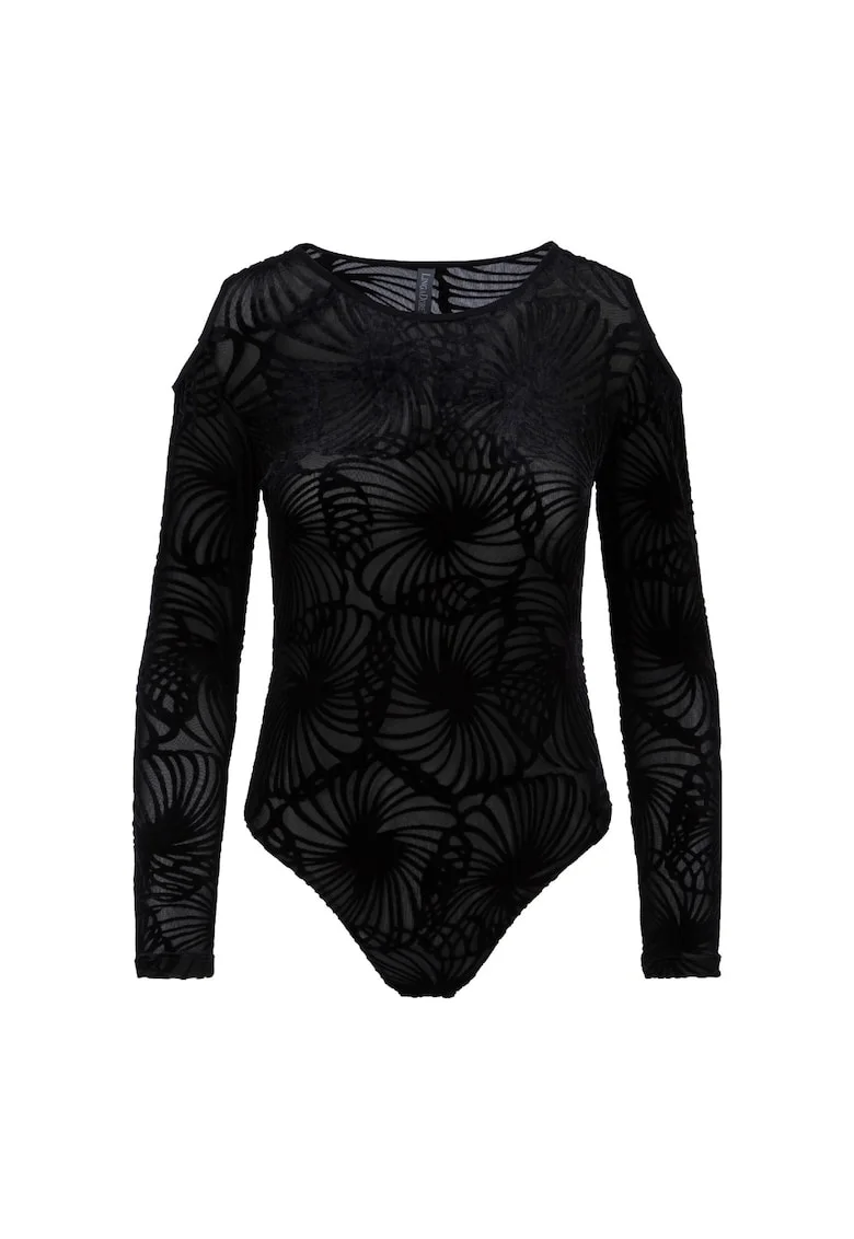 Body semitransparent cu decupaje, Negru