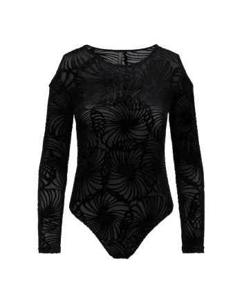 Body semitransparent cu decupaje, Negru