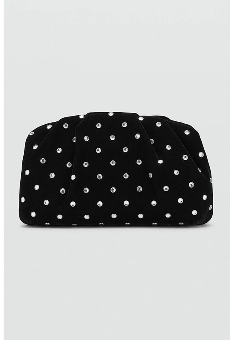 Geanta crossbody textila cu lant, Negru/Argintiu
