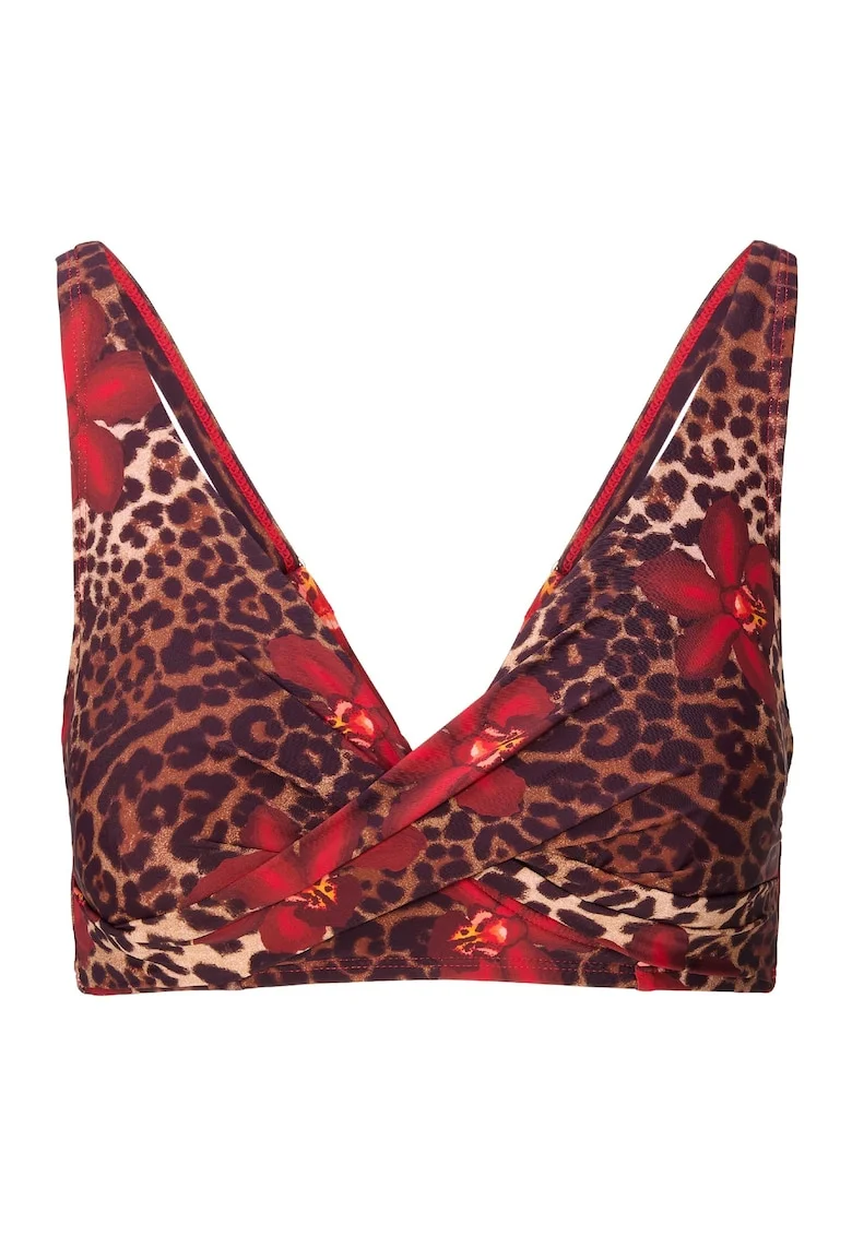 Sutien de baie cu sustinere metalica si model animal print, Multicolor