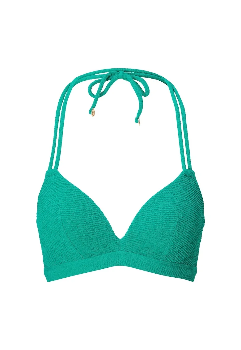 Sutien de baie cu decolteu halter si model texturat, Verde