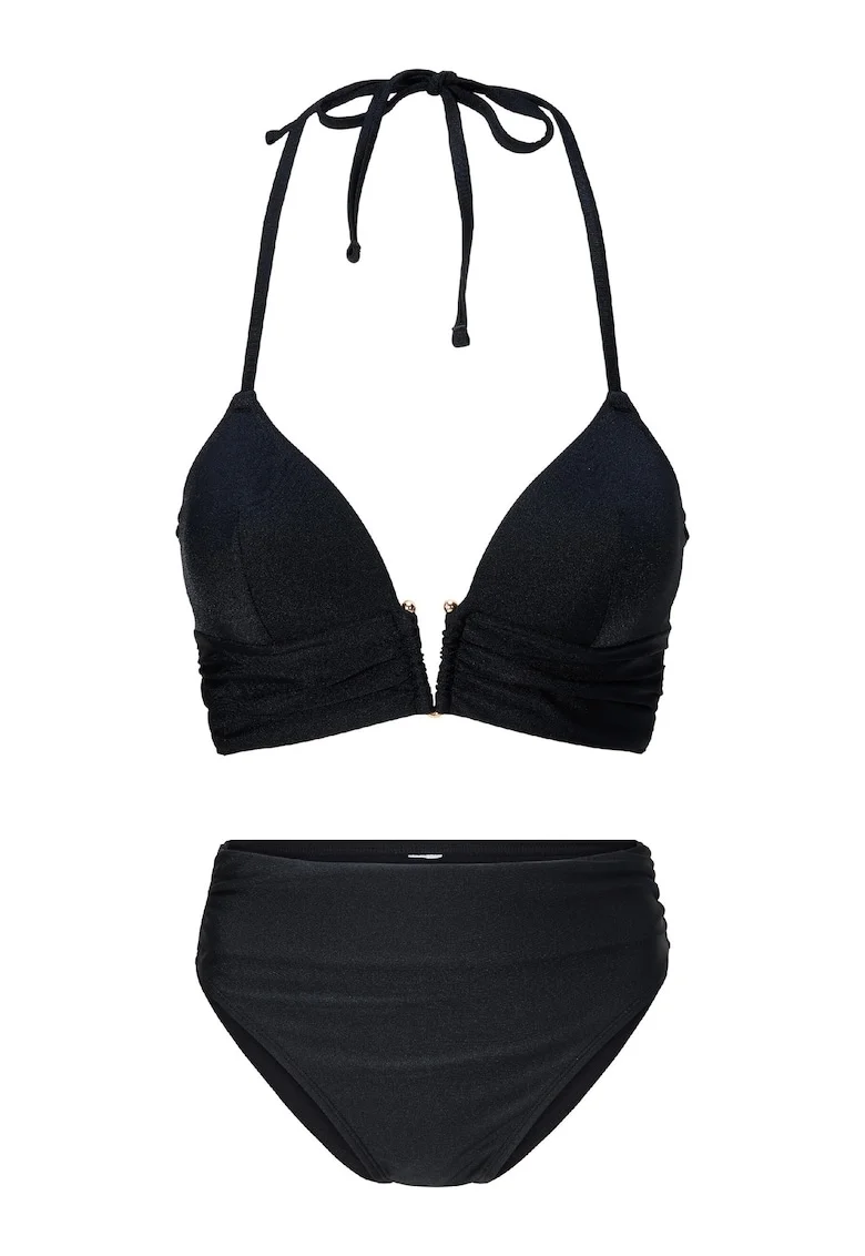 Costum de baie din doua piese, cu sutien cu burete, Negru