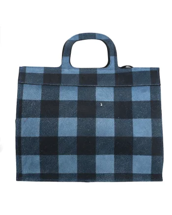 Geanta crossbody de piele intoarsa in carouri
