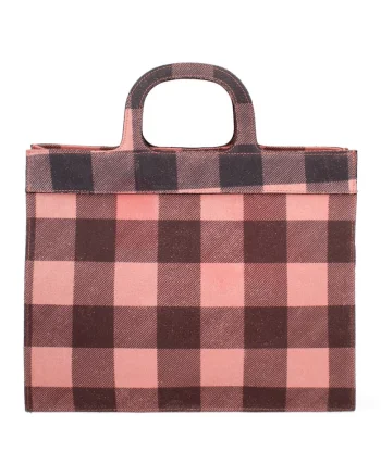 Geanta crossbody de piele intoarsa in carouri
