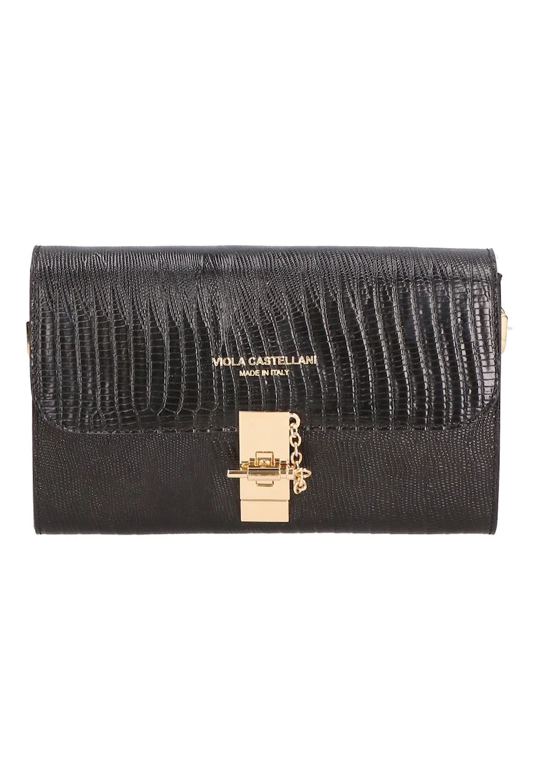 Geanta crossbody texturata din piele, Negru