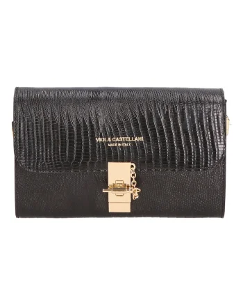 Geanta crossbody texturata din piele, Negru