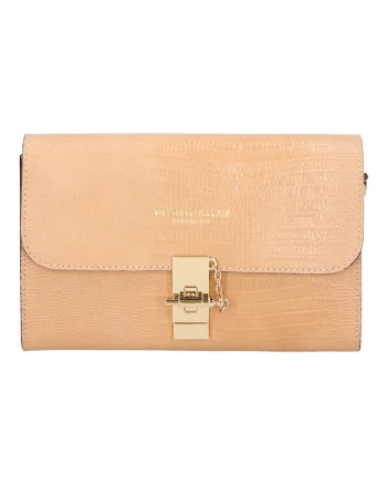 Geanta crossbody texturata din piele, Maro nisip