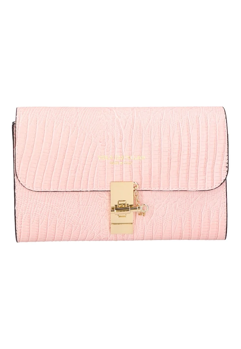 Geanta crossbody texturata din piele, Roz piersica deschis
