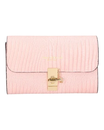 Geanta crossbody texturata din piele, Roz piersica deschis