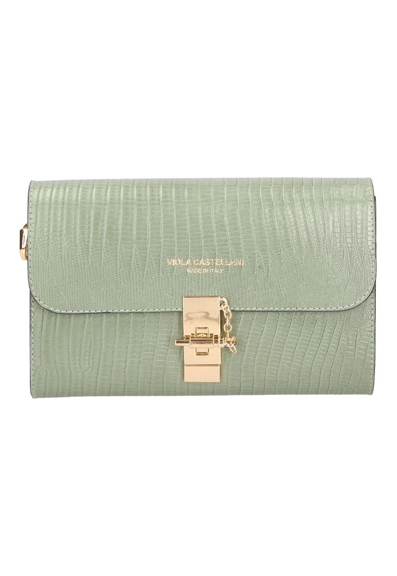 Geanta crossbody texturata din piele, Verde pal