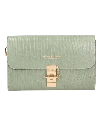 Geanta crossbody texturata din piele, Verde pal