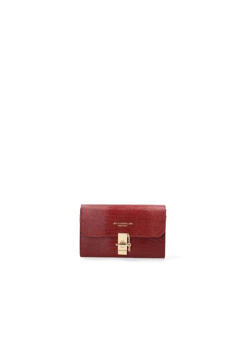Geanta crossbody texturata din piele, Rosu deschis
