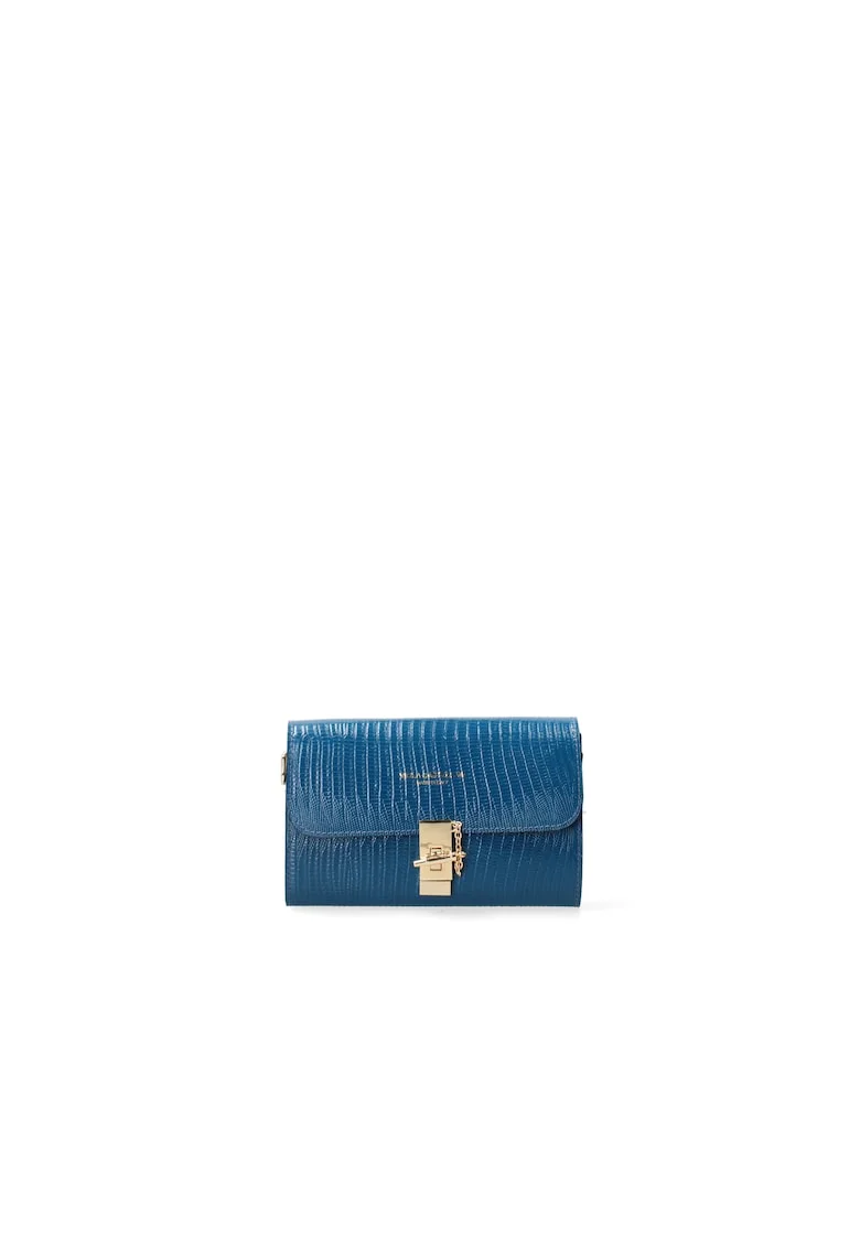 Geanta crossbody texturata din piele, Albastru