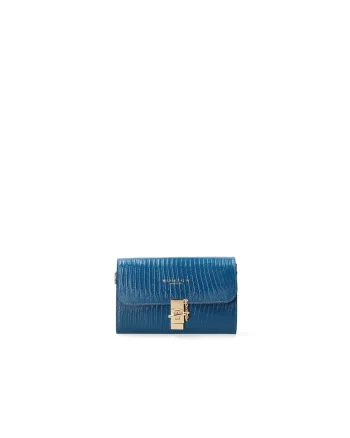 Geanta crossbody texturata din piele, Albastru