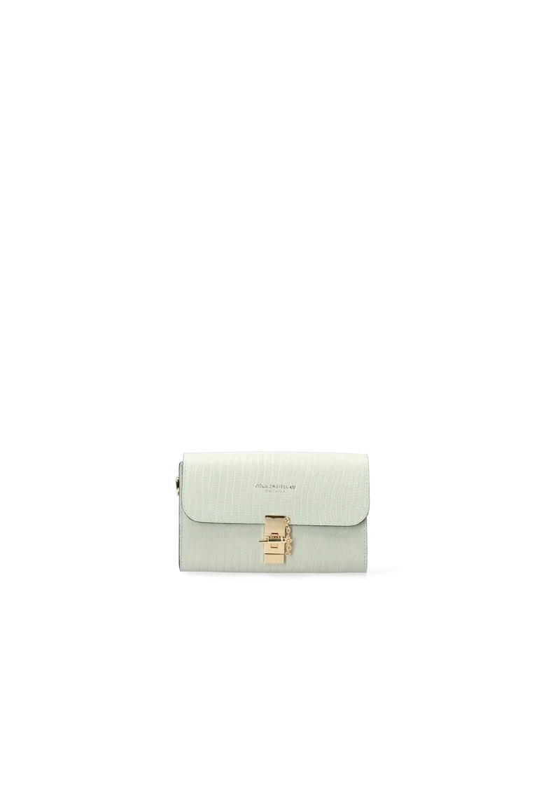 Geanta crossbody texturata din piele, Verde deschis