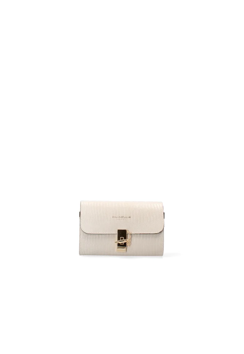 Geanta crossbody texturata din piele, Gri deschis