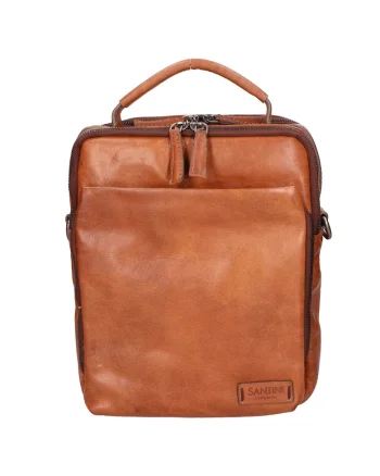 Geanta crossbody din piele cu model unisex, Maro cognac