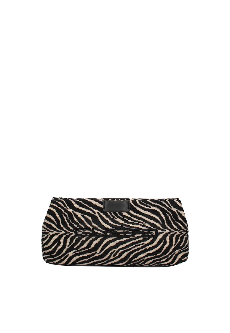 Geanta crossbody cu animal print, Negru/Crem