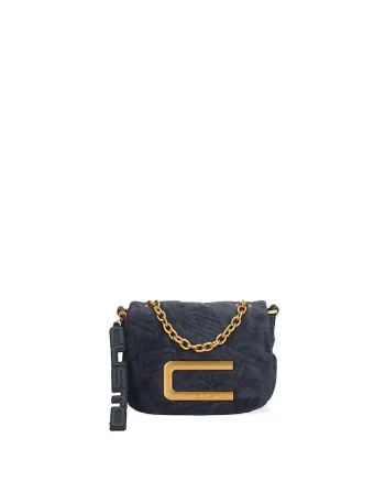 Geanta crossbody de piele ecologica, Albastru prafuit