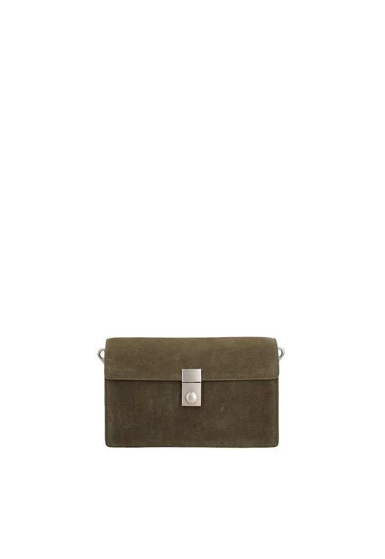 Geanta crossbody de piele intoarsa Celeste Prime, Verde