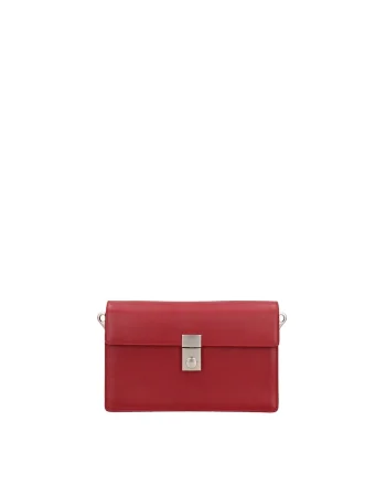 Geanta crossbody de piele cu clapa si bareta detasabila Valoria, Rosu inchis
