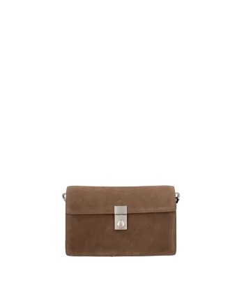 Geanta crossbody de piele intoarsa Celeste Prime, Maro taupe