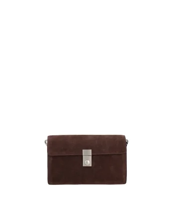 Geanta crossbody de piele intoarsa Celeste Prime, Maro inchis