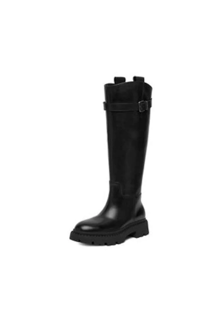 Cizme dama  negru, piele naturala, slip-on, benzi elastice