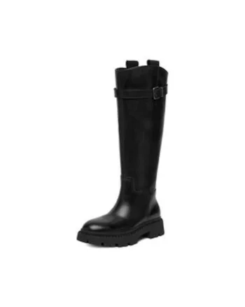 Cizme dama  negru, piele naturala, slip-on, benzi elastice