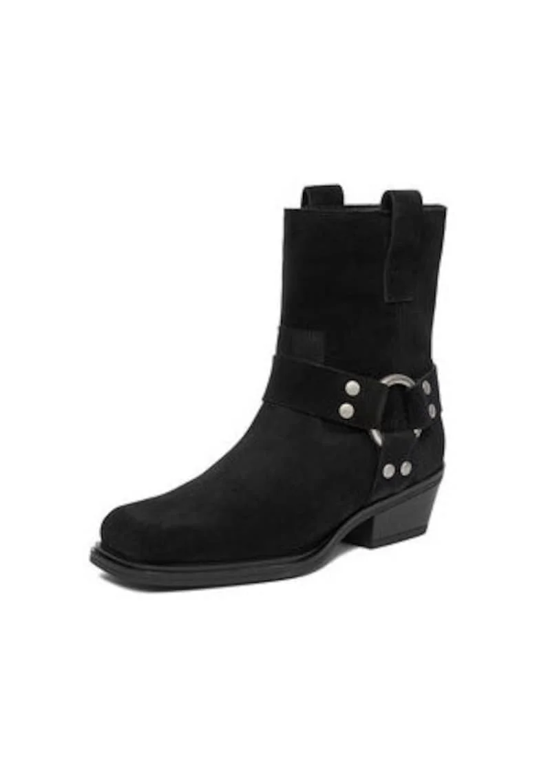 Botine dama  slip-on, piele naturala, negru, cauciucuri elastice