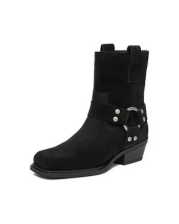 Botine dama  slip-on, piele naturala, negru, cauciucuri elastice