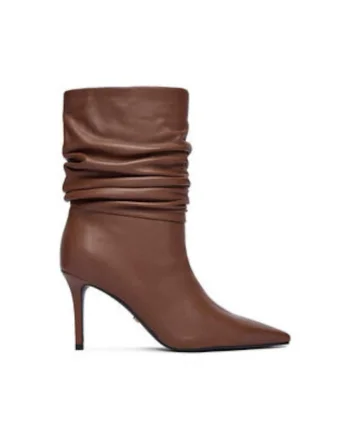 Botine slip-on din piele naturală  pentru damă, Maro
