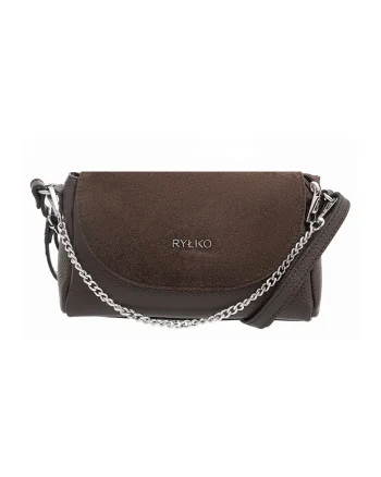 Geanta crossbody de piele cu logo, Maro inchis