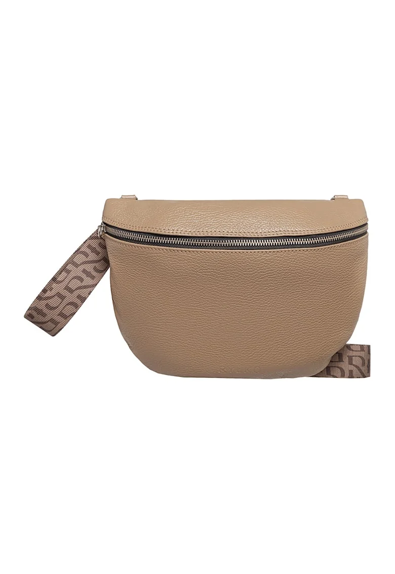 Geanta crossbody de piele cu aspect texturat, Caramel