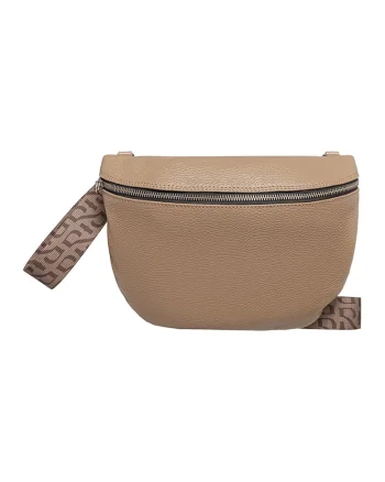 Geanta crossbody de piele cu aspect texturat, Caramel