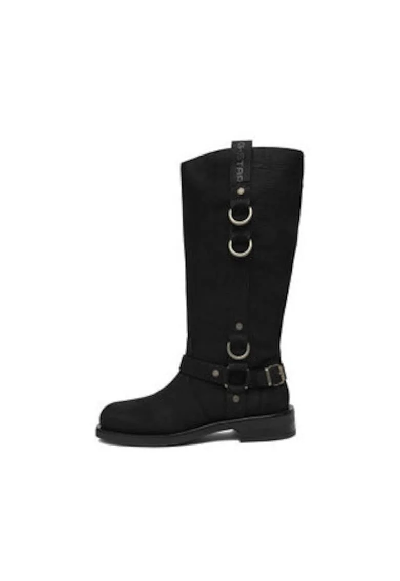 Cizme dama  slip-on, benzi elastice, piele naturala, negru