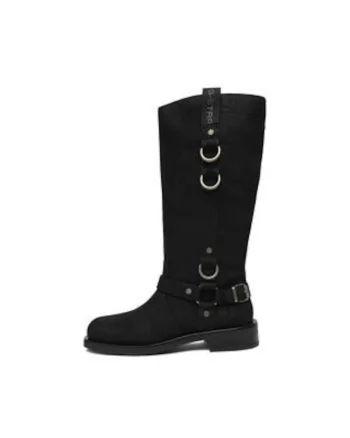 Cizme dama  slip-on, benzi elastice, piele naturala, negru