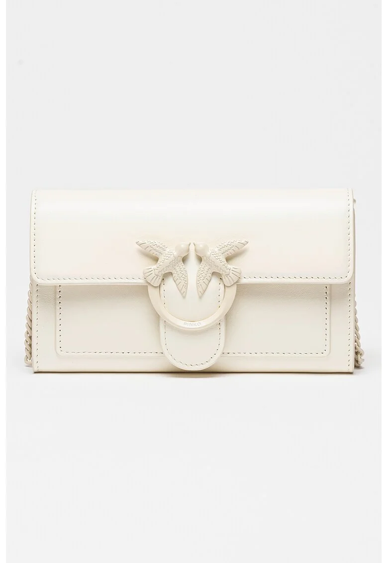 Geanta crossbody mica din piele Love, Alb