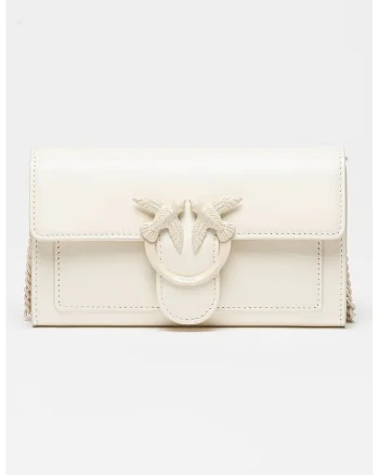 Geanta crossbody mica din piele Love, Alb