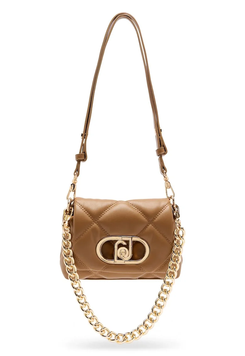 Geanta crossbody matlasata cu clapa Lapuffy, Maro deschis