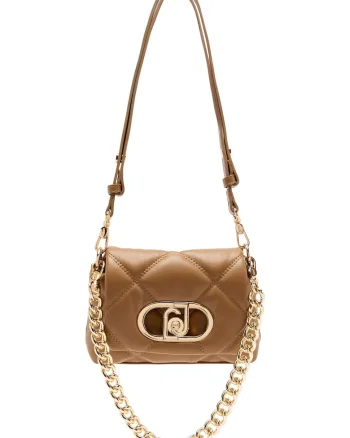 Geanta crossbody matlasata cu clapa Lapuffy, Maro deschis