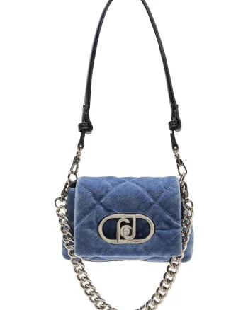 Geanta crossbody cu maner detasabil de lant Lapuffy, Albastru deschis