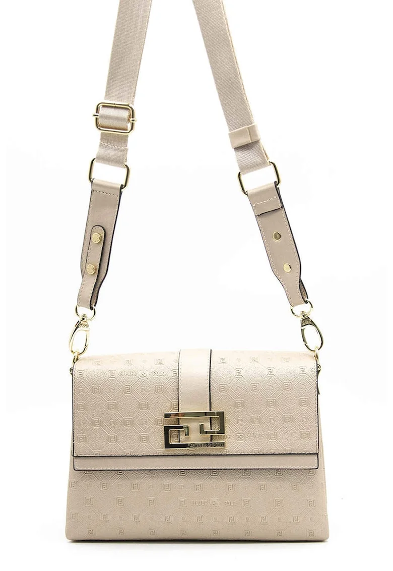 Geanta crossbody de piele ecologica, Maro nisip