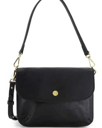 Geanta crossbody din piele cu clapeta si doua compartimente