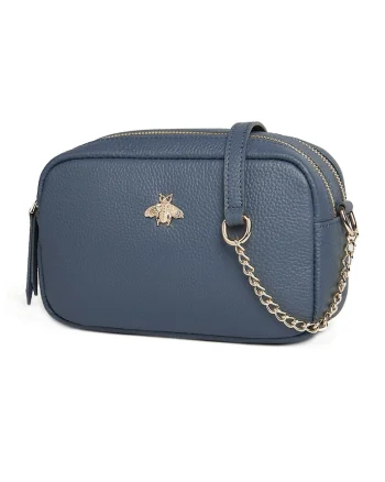 Geanta crossbody din piele Elsa, Albastru prafuit