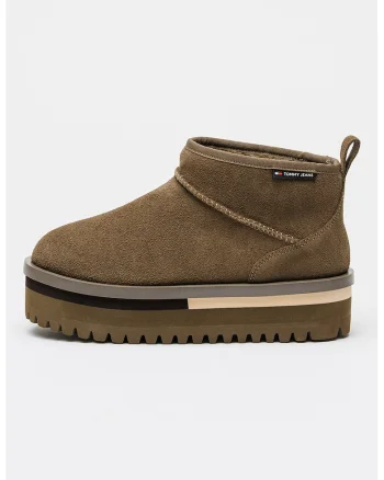 Ghete slip-on flatform din piele intoarsa, Gri inchis