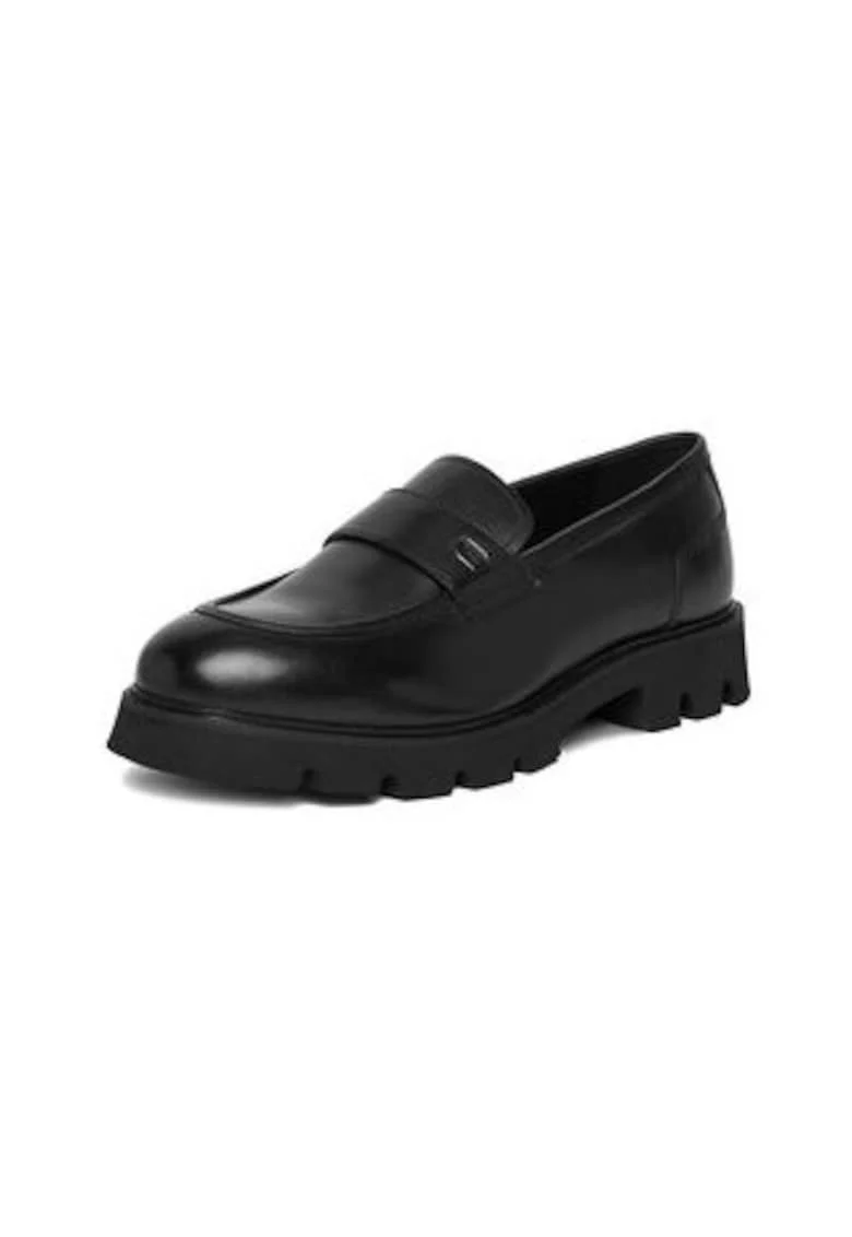 Mocasini barbati,  slip-on, elastic, negru, piele naturala