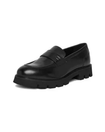 Mocasini barbati,  slip-on, elastic, negru, piele naturala